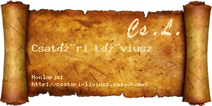 Csatári Líviusz névjegykártya